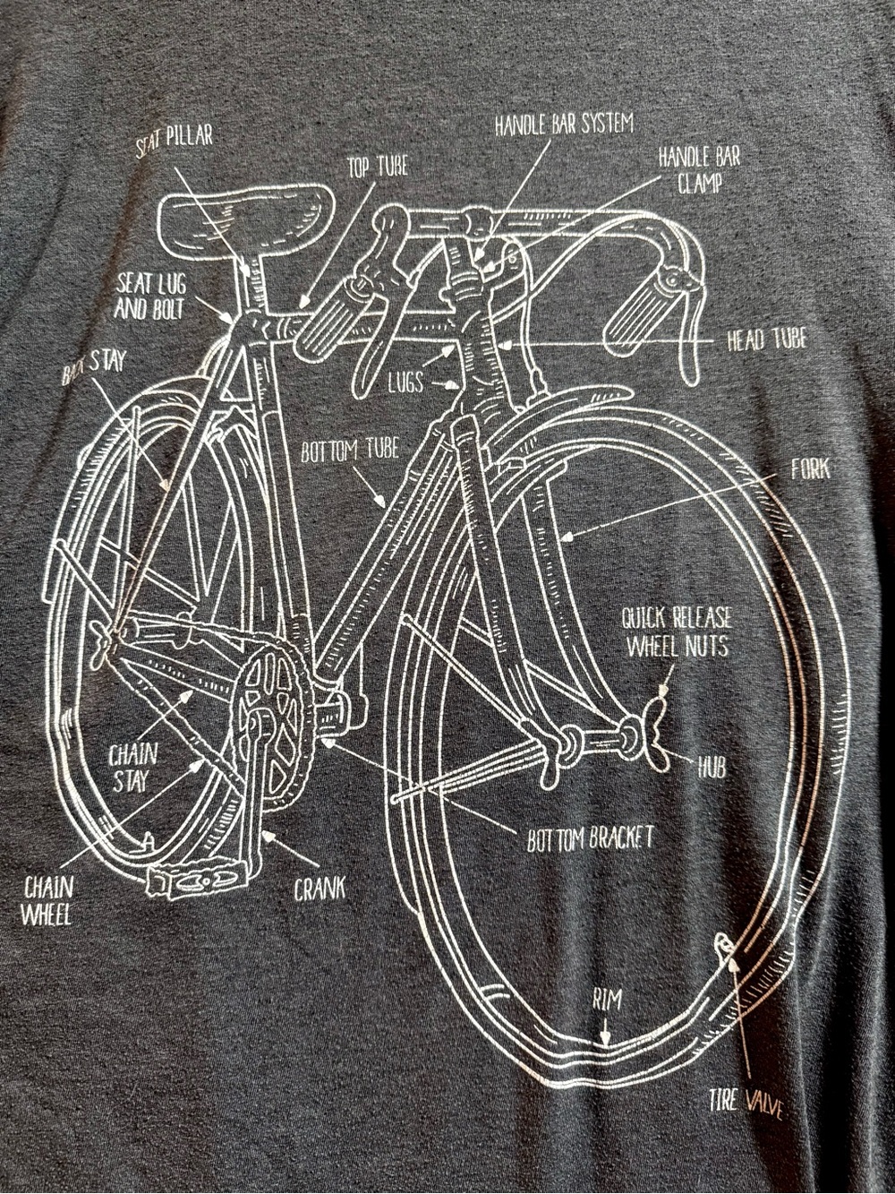 Bike Diagram T-shirt Vintage Style Size L